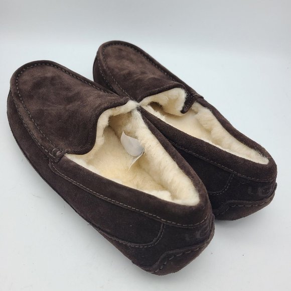 UGG Mens Ascot Slipper loafers brown suede comfort shearling 1101110 sz 9 new main image 5